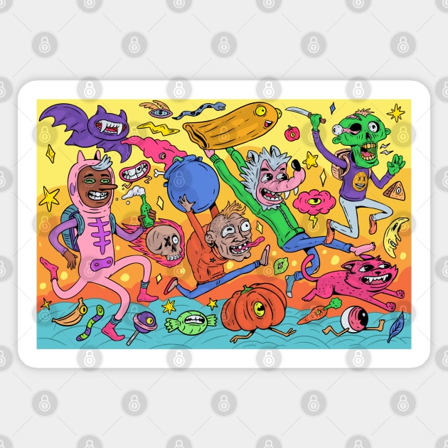 Spooky colorful Halloween creatures Sticker by Mako Design 